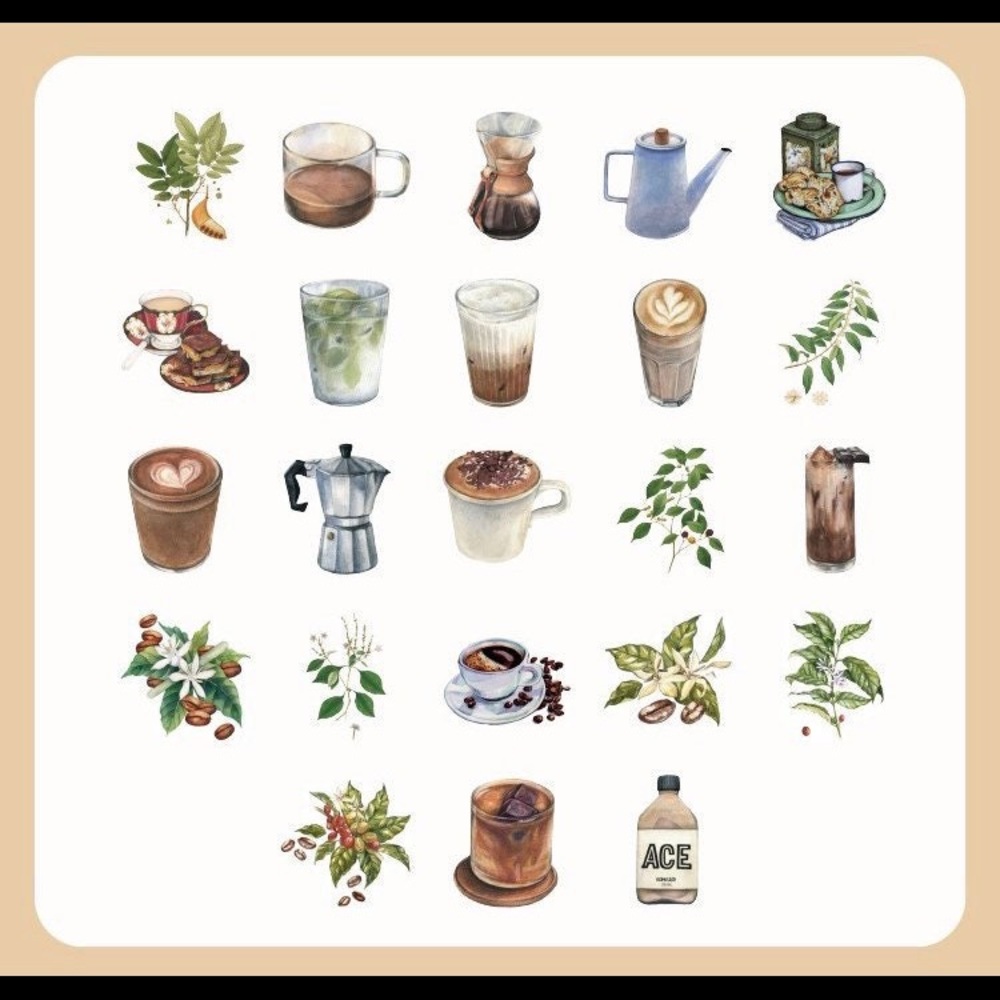 Traditional Coffee House, Beans, Grinders, 46 Deco Stickers - Picture 5 of 8